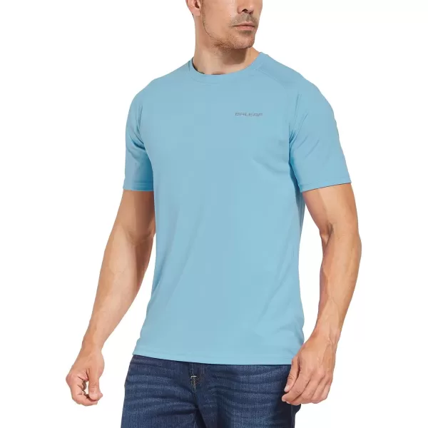 BALEAF Mens UPF 50 Short Sleeve Shirts Lightweight Sun Protection SPF TShirts Fishing Hiking Running01light Blue