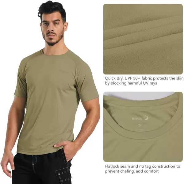 BALEAF Mens UPF 50 Short Sleeve Shirts Lightweight Sun Protection SPF TShirts Fishing Hiking Running01slate Green