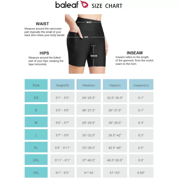 BALEAF Womens 6 High Waisted Swim Shorts UPF 50 Tummy Control Bathing Suit Bottoms Modest Tankini Swimsuits Board ShortsBlack