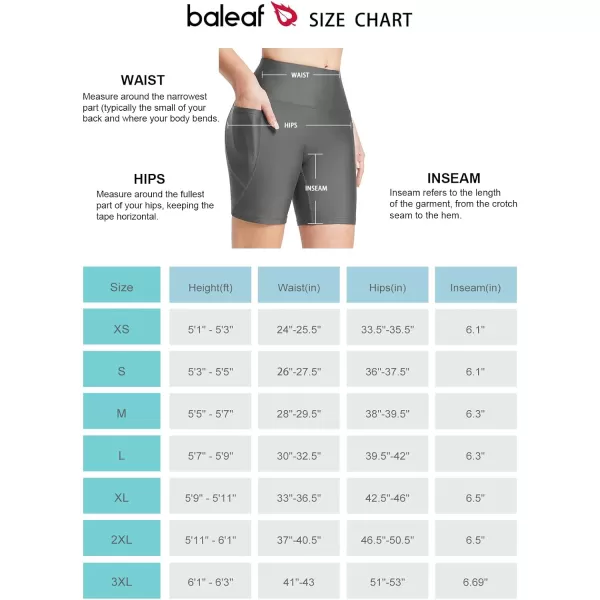 BALEAF Womens 6 High Waisted Swim Shorts UPF 50 Tummy Control Bathing Suit Bottoms Modest Tankini Swimsuits Board ShortsGrey