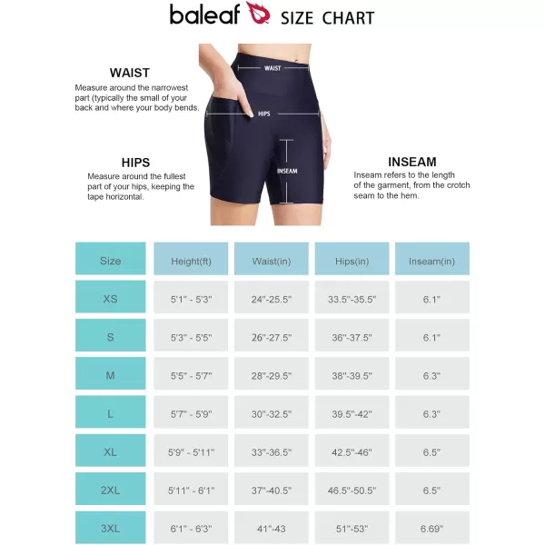 BALEAF Womens 6 High Waisted Swim Shorts UPF 50 Tummy Control Bathing Suit Bottoms Modest Tankini Swimsuits Board ShortsNavy