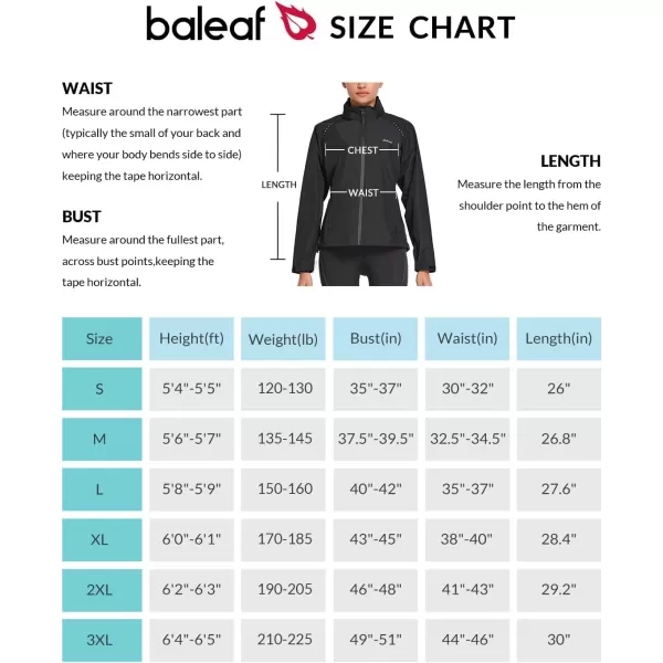 BALEAF Womens Rain Jackets Waterproof Windbreaker Windproof Running Lightweight Cycling Jackets Reflective Packable Hoodedrain jacket 1black