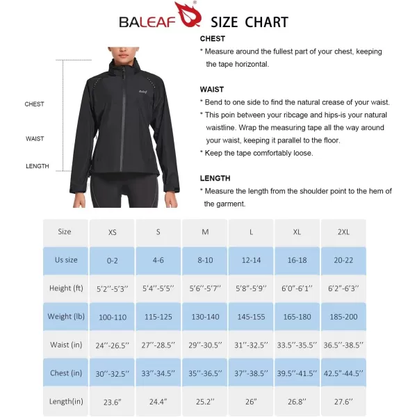 BALEAF Womens Rain Jackets Waterproof Windbreaker Windproof Running Lightweight Cycling Jackets Reflective Packable Hoodedrain jacket 1black