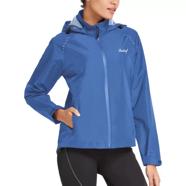 BALEAF Womens Rain Jackets Waterproof Windbreaker Windproof Running Lightweight Cycling Jackets Reflective Packable Hoodedrain jacket 1dark Blue