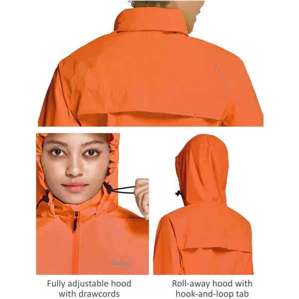 BALEAF Womens Rain Jackets Waterproof Windbreaker Windproof Running Lightweight Cycling Jackets Reflective Packable Hoodedrain jacket 1orange