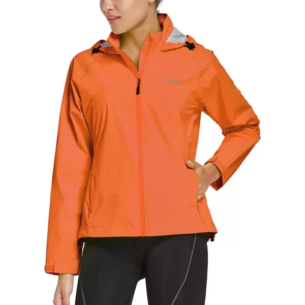 BALEAF Womens Rain Jackets Waterproof Windbreaker Windproof Running Lightweight Cycling Jackets Reflective Packable Hoodedrain jacket 1orange