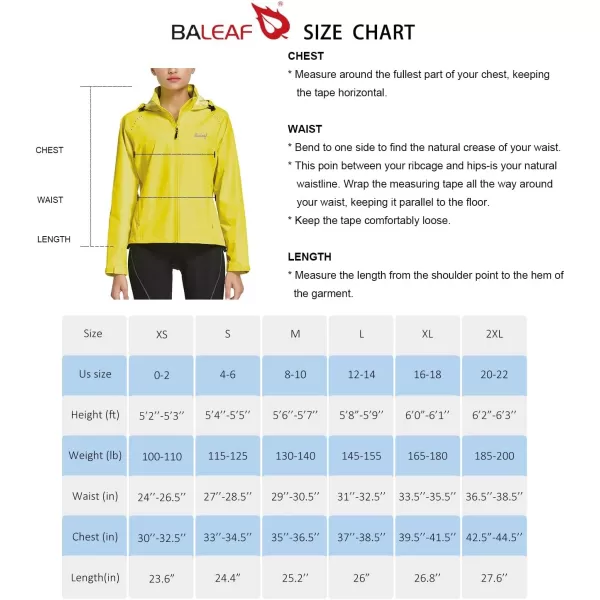 BALEAF Womens Rain Jackets Waterproof Windbreaker Windproof Running Lightweight Cycling Jackets Reflective Packable Hoodedrain jacket 1yellow