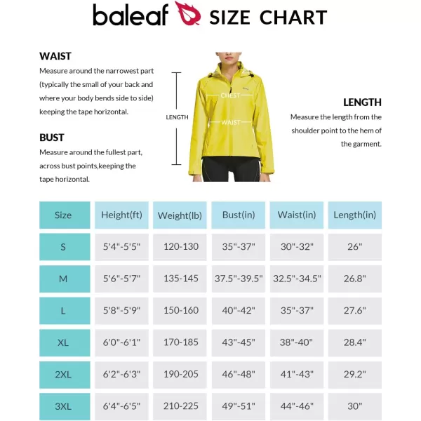 BALEAF Womens Rain Jackets Waterproof Windbreaker Windproof Running Lightweight Cycling Jackets Reflective Packable Hoodedrain jacket 1yellow