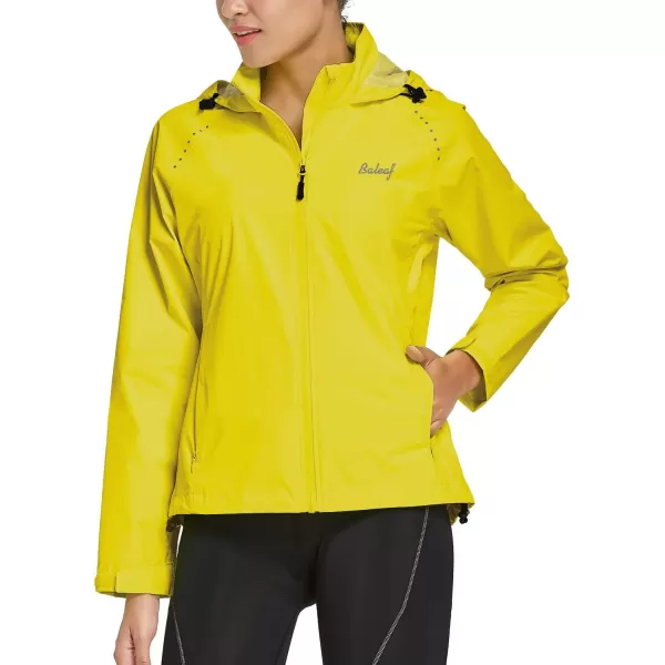 BALEAF Womens Rain Jackets Waterproof Windbreaker Windproof Running Lightweight Cycling Jackets Reflective Packable Hoodedrain jacket 1yellow