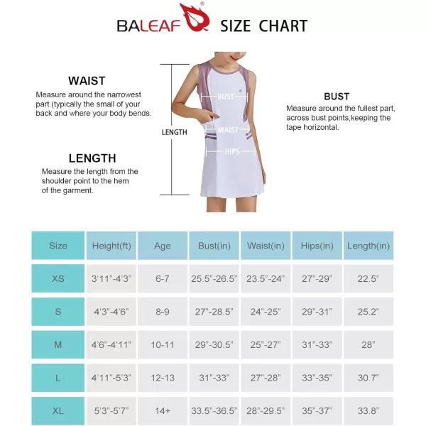 BALEAF Youth Girls Tennis Dress Golf Sleeveless Outfit School Sports Dress with Shorts PocketsWhitepurple