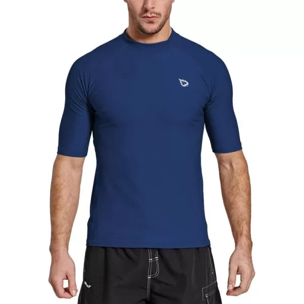 BALEAF Mens Rash Guard Short Sleeve Swim Shirt UPF 50 Sun Protection Quick Dry Compression Shirt RashguardDark Blue