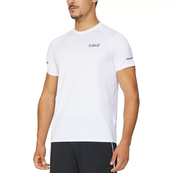 BALEAF Mens Running Workout Shirts Short Sleeve Athletic TShirt Quick DryA002white