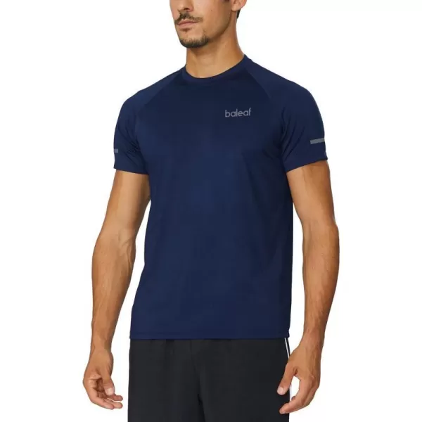 BALEAF Mens Running Workout Shirts Short Sleeve Athletic TShirt Quick DryA004navy