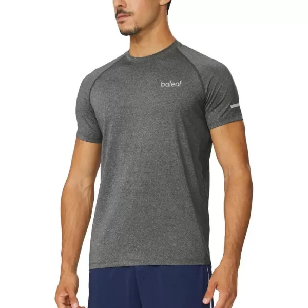 BALEAF Mens Running Workout Shirts Short Sleeve Athletic TShirt Quick DryA03grey Heather