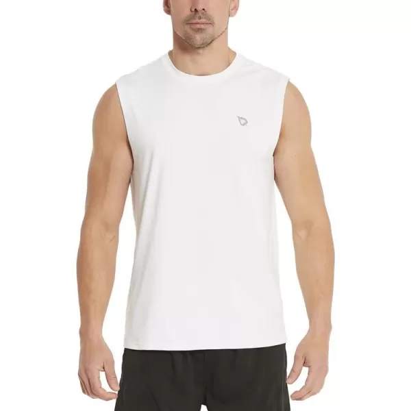 BALEAF Mens Tank Tops Sleeveless Shirts Gym Workout Running Athletic Quick Dry TechWhite