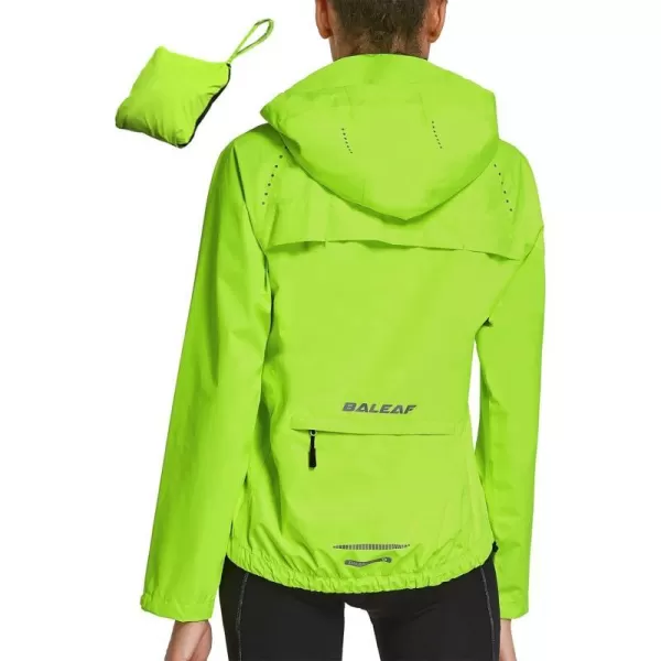 BALEAF Womens Rain Jackets Waterproof Windbreaker Windproof Running Lightweight Cycling Jackets Reflective Packable Hoodedrain jacket 1fluorescent Yellow