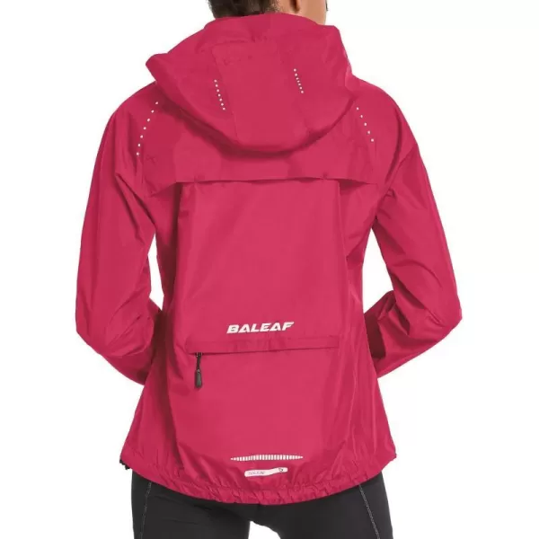 BALEAF Womens Rain Jackets Waterproof Windbreaker Windproof Running Lightweight Cycling Jackets Reflective Packable Hoodedrain jacket 1rosy