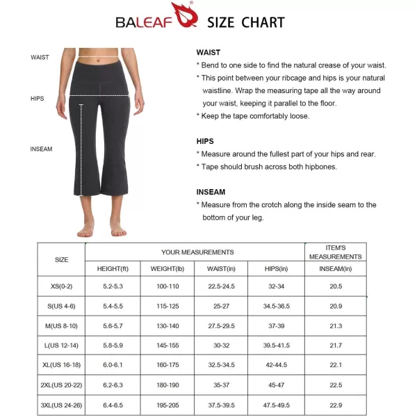 BALEAF Capri Pants for Women Flare Leggings with Pockets Bootcut Yoga Pants Summer Lounge Workout Work  21Black