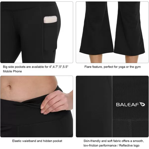 BALEAF Capri Pants for Women Flare Leggings with Pockets Bootcut Yoga Pants Summer Lounge Workout Work  21Black