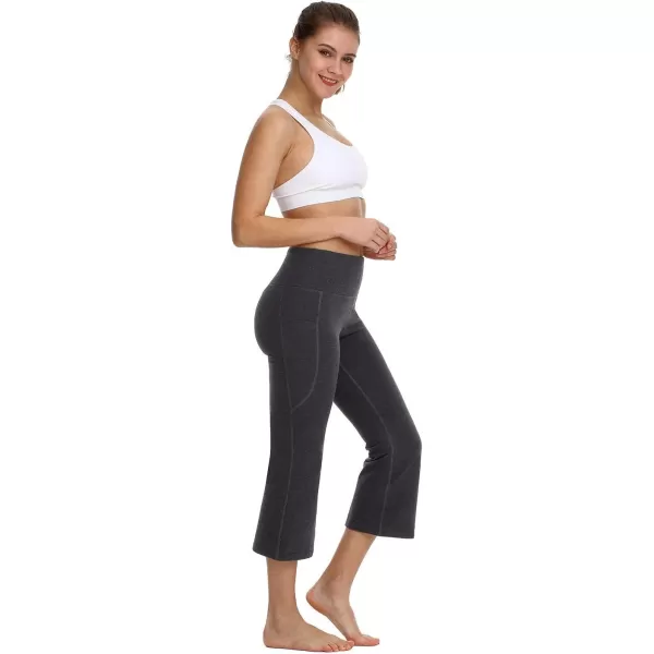 BALEAF Capri Pants for Women Flare Leggings with Pockets Bootcut Yoga Pants Summer Lounge Workout Work  21Charcoal