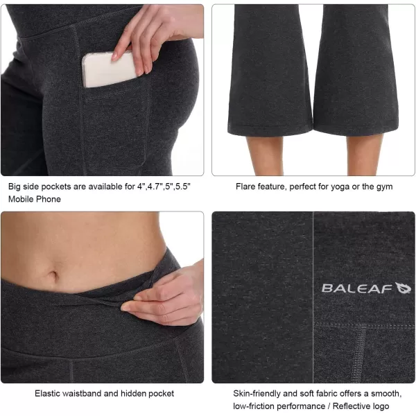 BALEAF Capri Pants for Women Flare Leggings with Pockets Bootcut Yoga Pants Summer Lounge Workout Work  21Charcoal