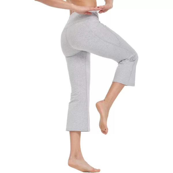 BALEAF Capri Pants for Women Flare Leggings with Pockets Bootcut Yoga Pants Summer Lounge Workout Work  21Light Grey