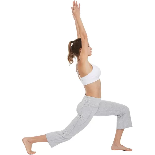 BALEAF Capri Pants for Women Flare Leggings with Pockets Bootcut Yoga Pants Summer Lounge Workout Work  21Light Grey