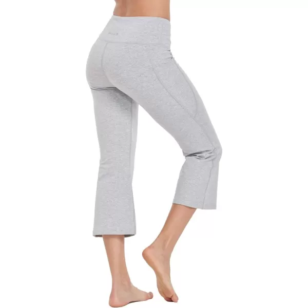 BALEAF Capri Pants for Women Flare Leggings with Pockets Bootcut Yoga Pants Summer Lounge Workout Work  21Light Grey