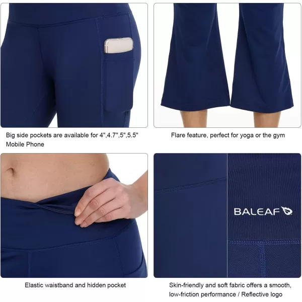 BALEAF Capri Pants for Women Flare Leggings with Pockets Bootcut Yoga Pants Summer Lounge Workout Work  21Navy