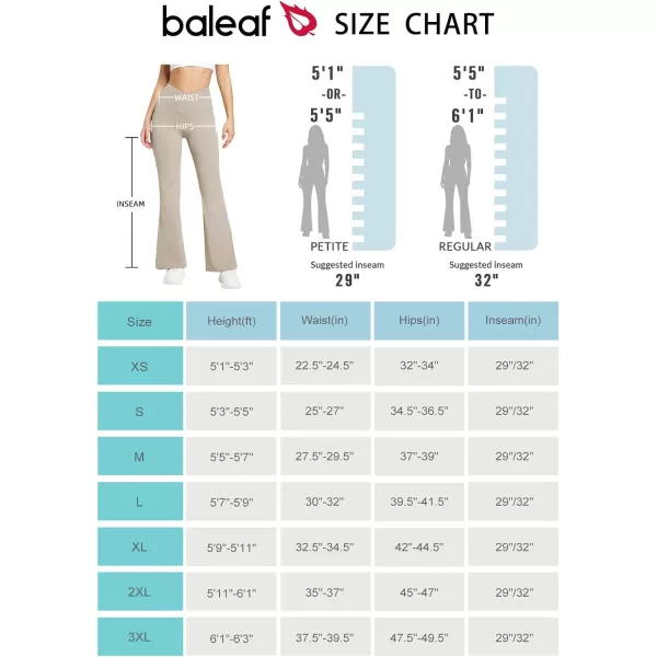 BALEAF Womens Fleece Lined Pants Winter Thermal Warm Flare Leggings Crossover Yoga Pants Bell Bottom with Pockets29khaki