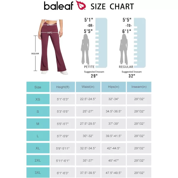 BALEAF Womens Fleece Lined Pants Winter Thermal Warm Flare Leggings Crossover Yoga Pants Bell Bottom with Pockets29wine