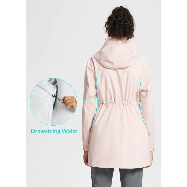 BALEAF Womens Rain Jacket Waterproof Lightweight Long Raincoat Travel Outdoor Hooded WindbreakerPink