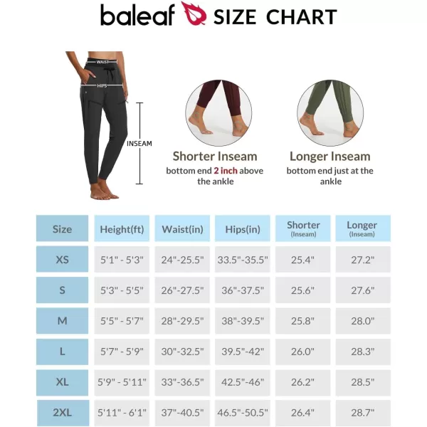 BALEAF Womens Cargo Joggers Hiking Pants Lightweight Quick Dry with Zipper Pockets High Waist Athletic TravelBlack 255 Inseam