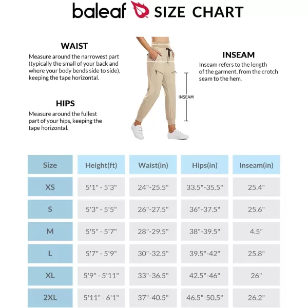 BALEAF Womens Cargo Joggers Hiking Pants Lightweight Quick Dry with Zipper Pockets High Waist Athletic TravelKhaki 255 Inseam