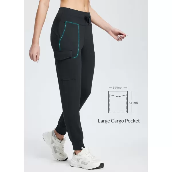 BALEAF Womens Fleece Lined Jogger Pants Hiking Water Resistant Thermal High Waist Cargo Pockets Travel WinterBlack