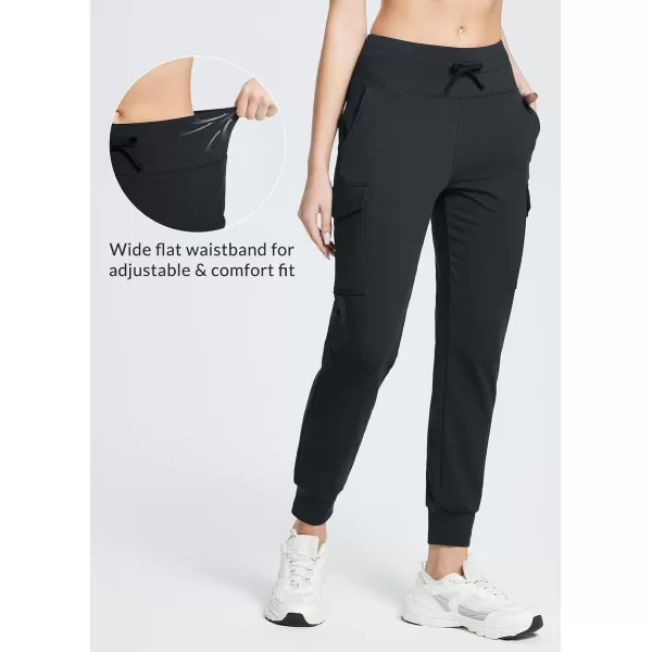 BALEAF Womens Fleece Lined Jogger Pants Hiking Water Resistant Thermal High Waist Cargo Pockets Travel WinterBlack