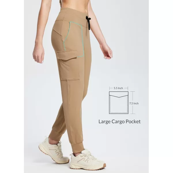 BALEAF Womens Fleece Lined Jogger Pants Hiking Water Resistant Thermal High Waist Cargo Pockets Travel WinterDark Khaki