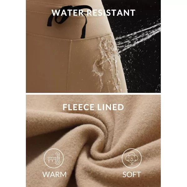 BALEAF Womens Fleece Lined Jogger Pants Hiking Water Resistant Thermal High Waist Cargo Pockets Travel WinterDark Khaki