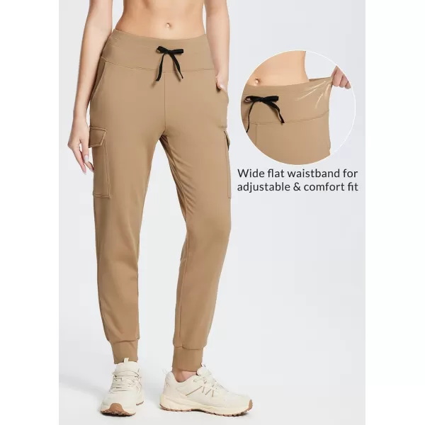 BALEAF Womens Fleece Lined Jogger Pants Hiking Water Resistant Thermal High Waist Cargo Pockets Travel WinterDark Khaki