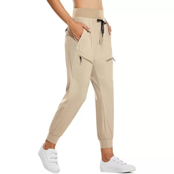 BALEAF Womens Cargo Joggers Hiking Pants Lightweight Quick Dry with Zipper Pockets High Waist Athletic TravelKhaki 255 Inseam