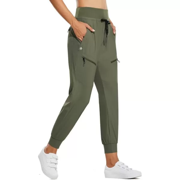 BALEAF Womens Cargo Joggers Hiking Pants Lightweight Quick Dry with Zipper Pockets High Waist Athletic TravelRifle Green 255 Inseam