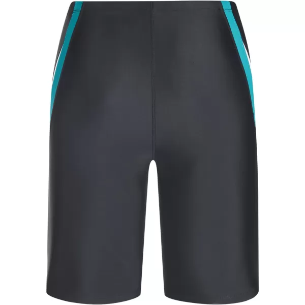 BALEAF Boys Swim Jammers Lycra Youth Square Leg Swimming Shorts Athletic Competitive SwimsuitBlackAqua Blue