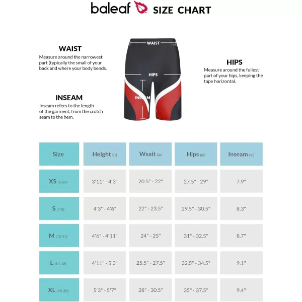 BALEAF Boys Swim Jammers Lycra Youth Square Leg Swimming Shorts Athletic Competitive SwimsuitBlackRed