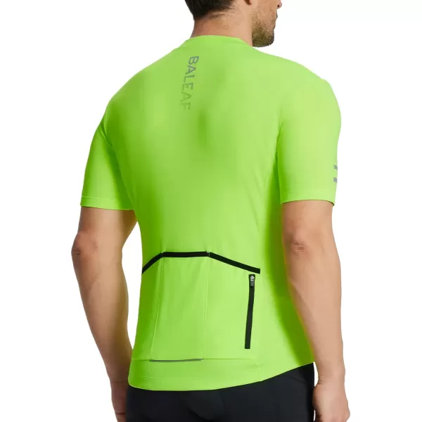 BALEAF Cycling Jersey Men Short Sleeve Bike Biking Shirts Quick Dry MTB Bicycle Top w Pockets UPF5001fluorescent Yellow