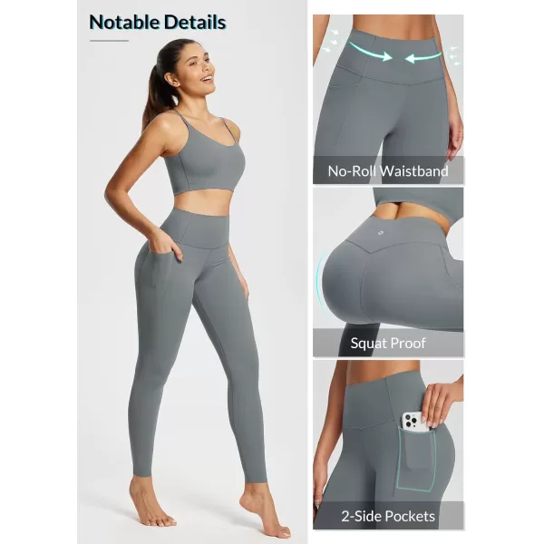 BALEAF Freeleaf Womens 78 Yoga Leggings with Pockets High Waisted 27 Workout Lounge Leggings Cozy Soft Athletic PantsDark Gray