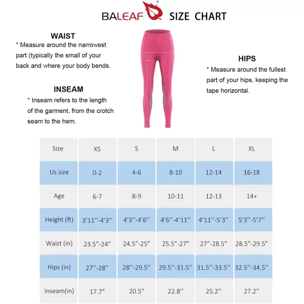 BALEAF Girls Breeches Horse Riding Pants Kids Equestrian KneePatch Zip Pocket Horseback Tights5hot Pink