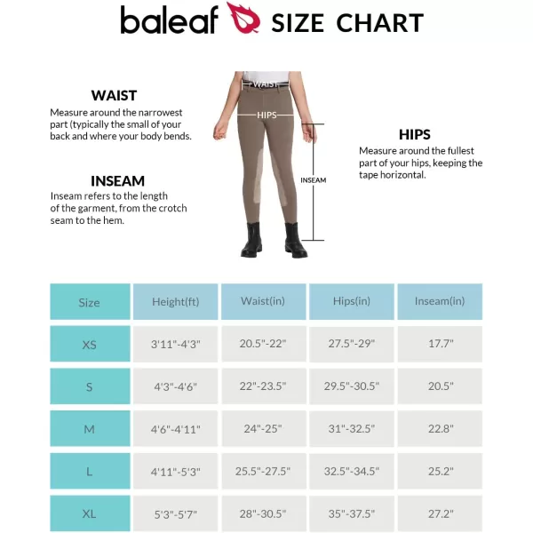 BALEAF Girls Breeches Horse Riding Pants Kids Equestrian KneePatch Zip Pocket Horseback TightsBrown