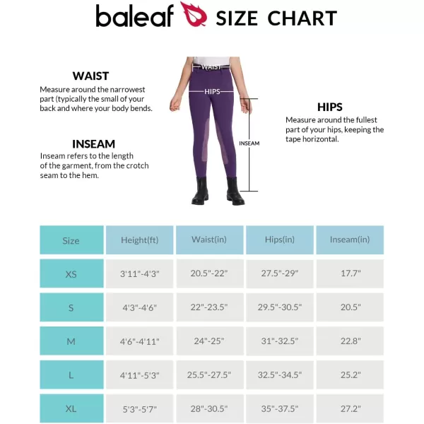 BALEAF Girls Breeches Horse Riding Pants Kids Equestrian KneePatch Zip Pocket Horseback TightsPurple