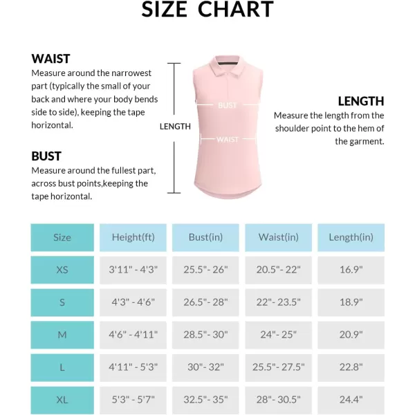 BALEAF Girls Golf Shirts Sleeveless Tank Tops Kids Tennis Polo Shirt 14 Zip Lightweight Quick Dry Casual AthleticPink