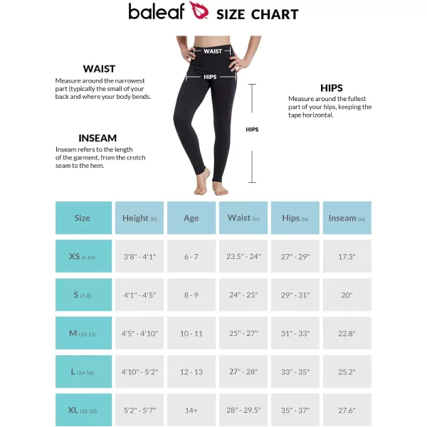 BALEAF Girls Leggings Dance Tights Yoga Pants with Pocket Preppy Clothes Kids Teen Running Athletic Workout BalletCharcoal